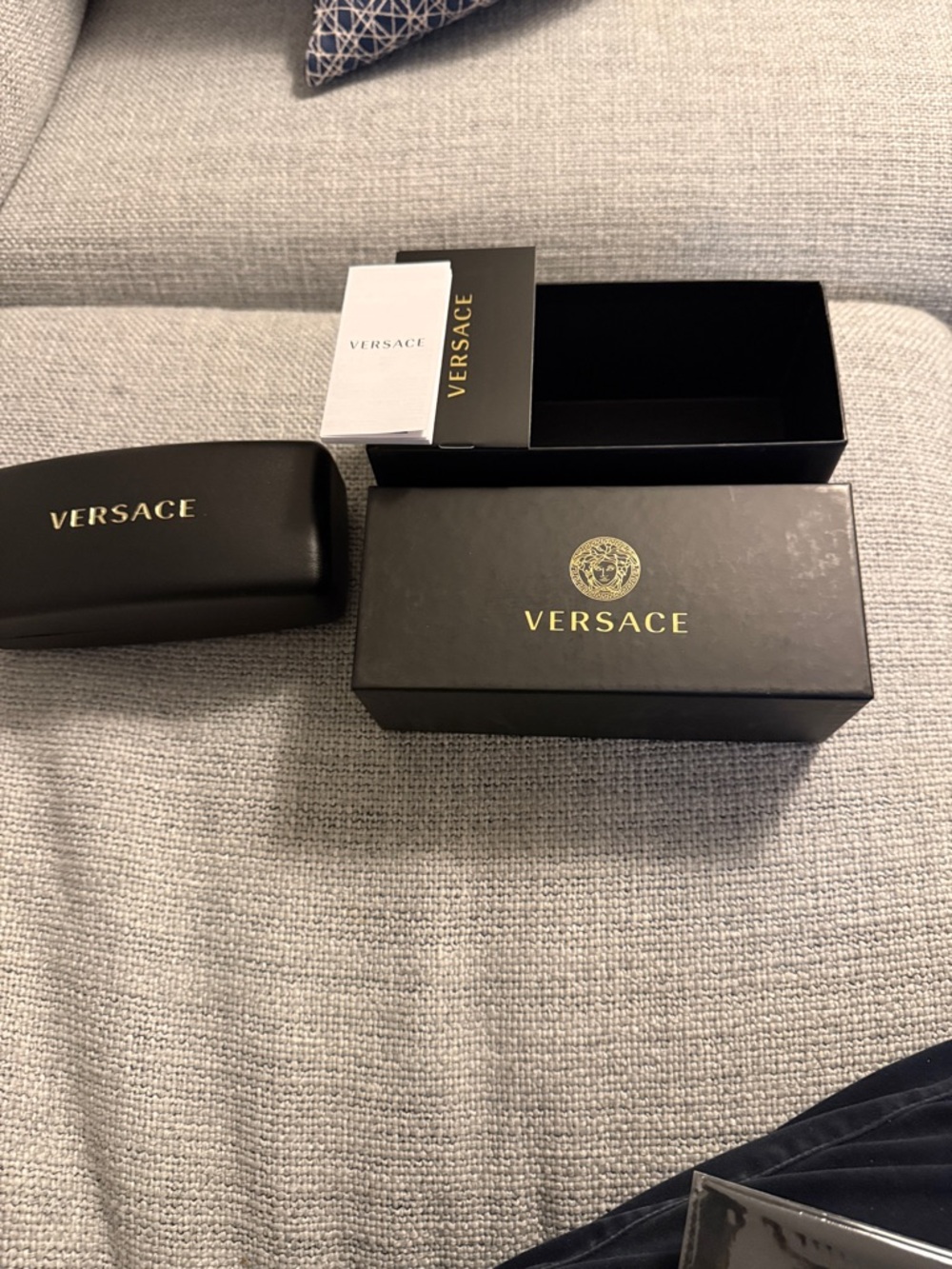 Versace Black and Gold Sunglasses Case with Branded Box